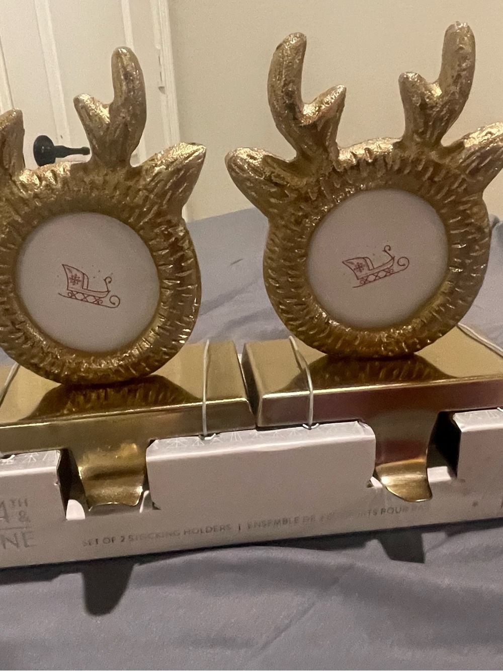 Gold Reindeer Photo Frame Pair by